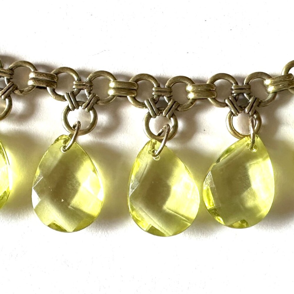 Lia Sophia Statement Bib Necklace with Lime Faceted Crystal Drops  — Y2K EUC - Picture 2 of 8